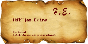 Héjas Edina névjegykártya